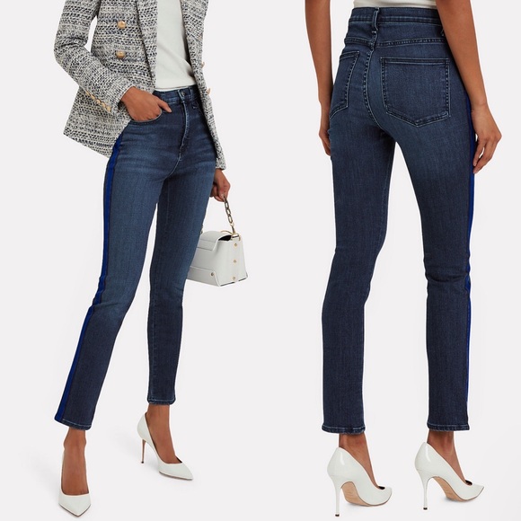 VERONICA BEARD blue tuxedo stripe Kate 10” skinny jeans 24 - Picture 2 of 11